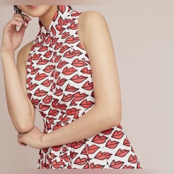 Ann Howell Bullard Lip Dress for Anthropologie, US 4 Valentines Day Pin Up Red - Picture 5 of 8